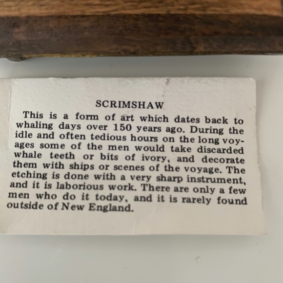 Vintage SCRIMSHAW Etched Nautical Ship Boat Belt Buckle Wood RARE Style 3" x 2" - Picture 3 of 11